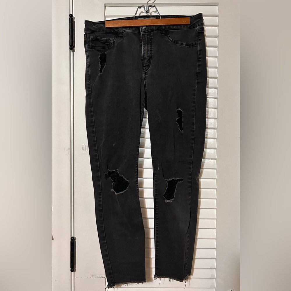 Distressed Black Women's Jeans